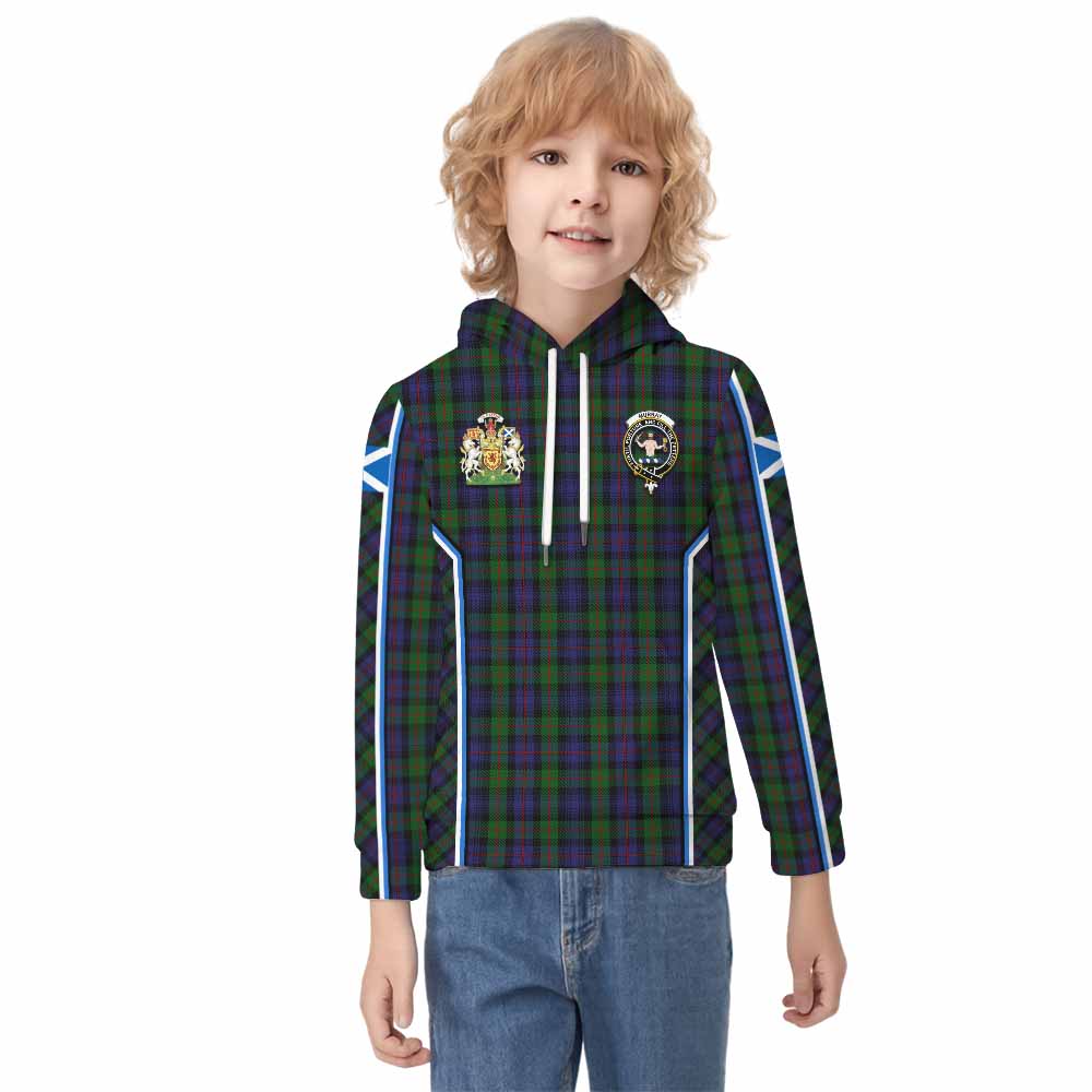 Murray Tartan Crest Kid Hoodie Scotland Coat of Arm Flag Style - Tartan Vibes Clothing