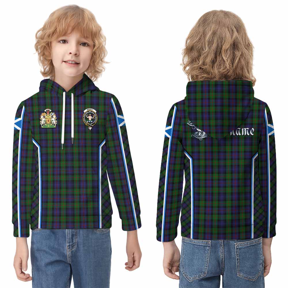 Murray Tartan Crest Kid Hoodie Scotland Coat of Arm Flag Style - Tartan Vibes Clothing