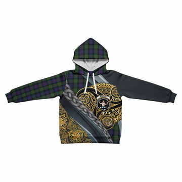 Murray Tartan Crest Kid Hoodie Scottish Triskele Celtic