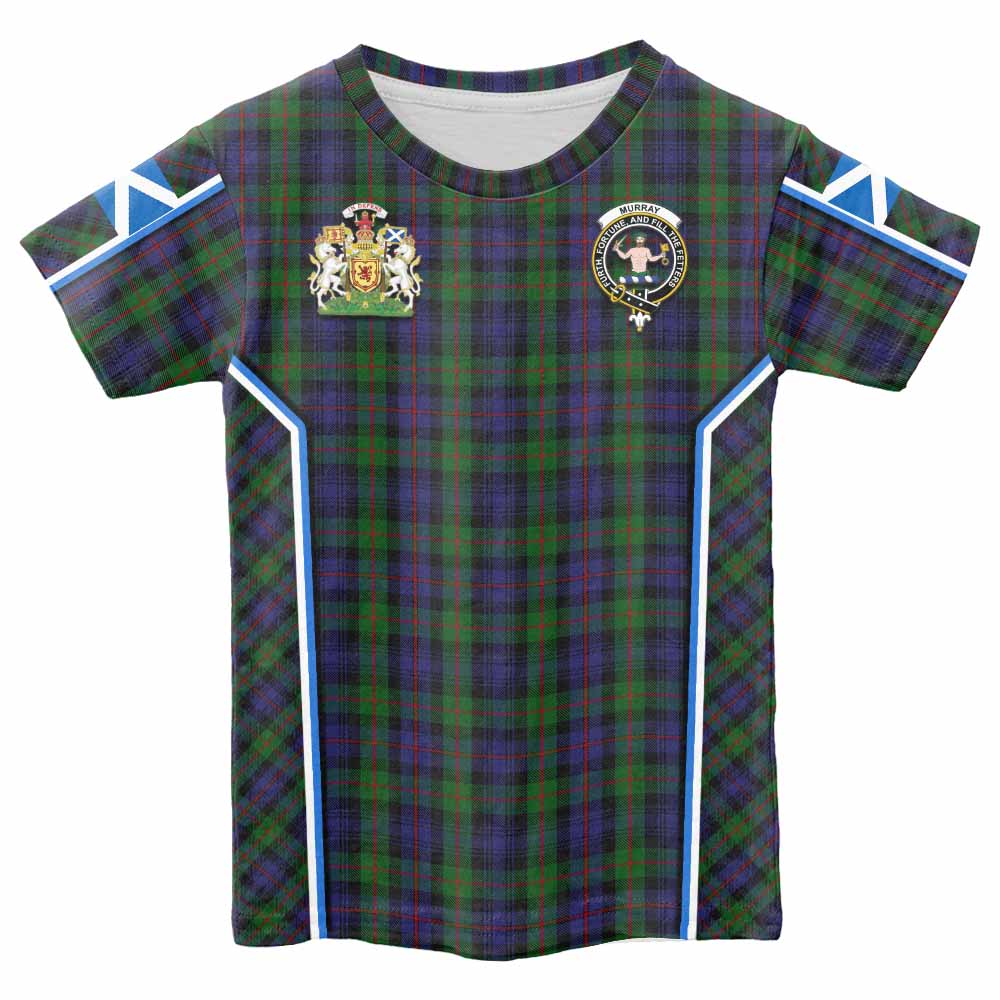 Murray Tartan Crest Kid T-shirt Scotland Coat of Arm Flag Style - Tartan Vibes Clothing