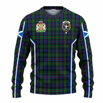 Murray Tartan Crest Knitted Sweater Scotland Coat of Arm Flag Style
