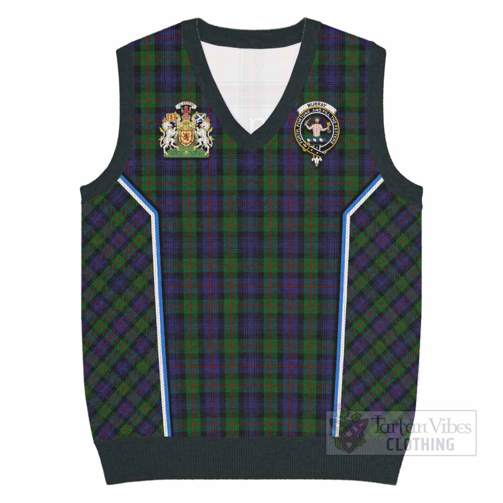 Murray Tartan Crest Knitted V-Neck Vest Scotland Coat of Arm Flag Style - Tartan Vibes Clothing