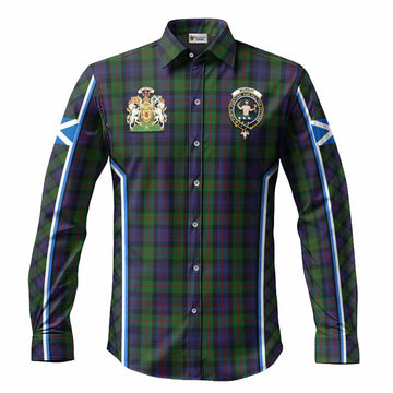 Murray Tartan Crest Long Sleeve Button Shirts Scotland Coat of Arm Flag Style