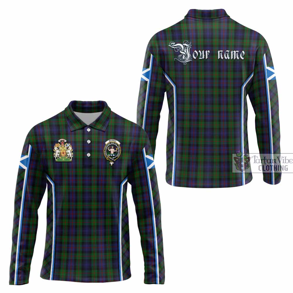 Murray Tartan Crest Long Sleeve Polo Shirt Scotland Coat of Arm Flag Style - Tartan Vibes Clothing