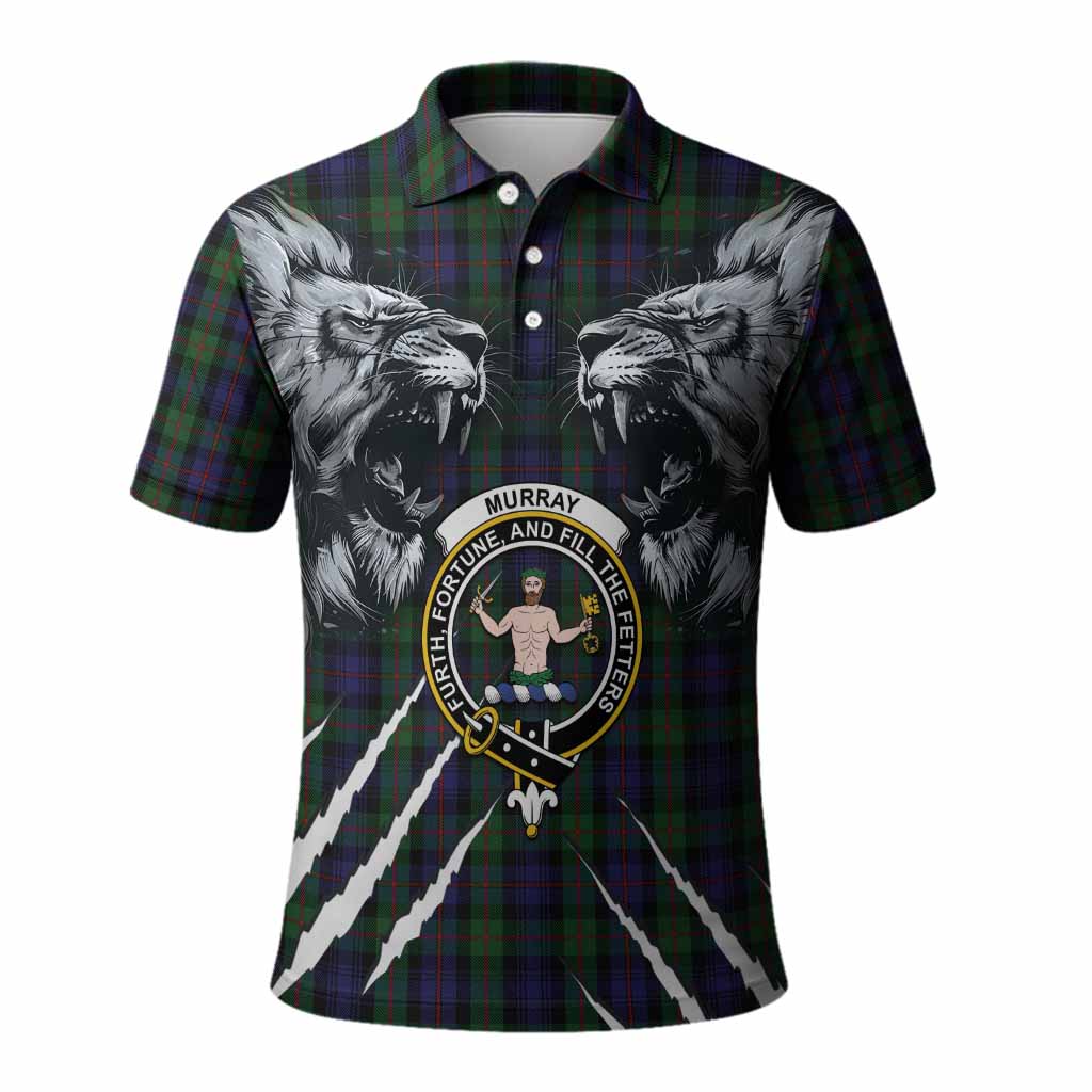 Murray Tartan Crest Polo Shirt Ferocious Lion Style