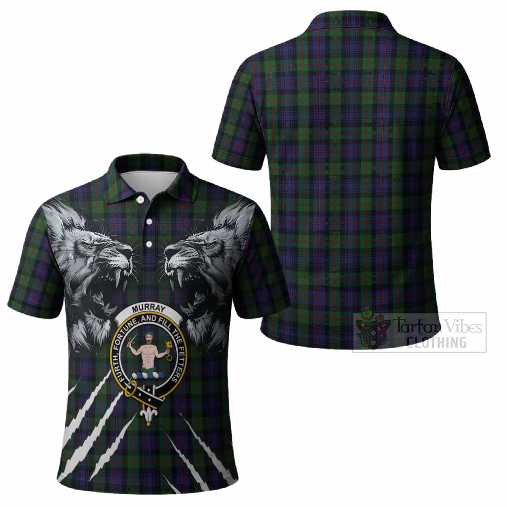Murray Tartan Crest Polo Shirt Ferocious Lion Style