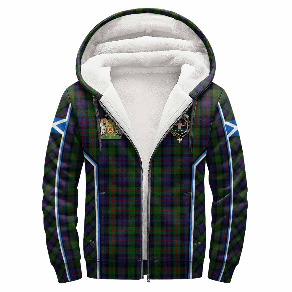 Murray Tartan Crest Sherpa Hoodie Scotland Coat of Arm Flag Style - Tartan Vibes Clothing