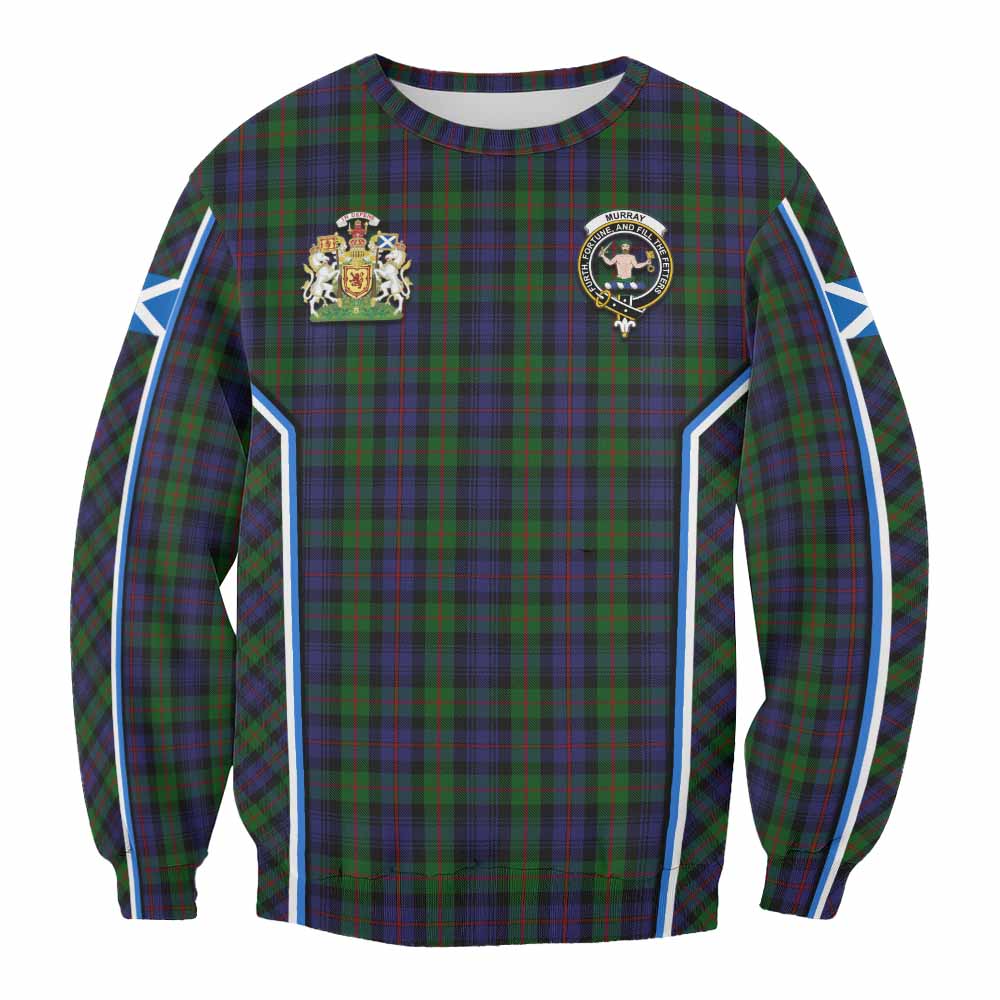 Murray Tartan Crest Sweatshirt Scotland Coat of Arm Flag Style - Tartan Vibes Clothing