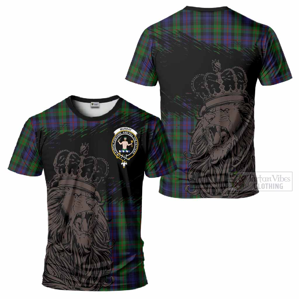 Murray Tartan Crest T-Shirt Crowned Lion Heritage Style