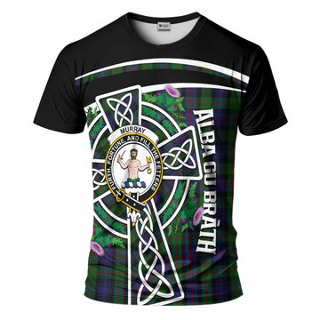 Murray Tartan Crest T-Shirt Scottish Thistle Celtic Cross Alba Gu Brath