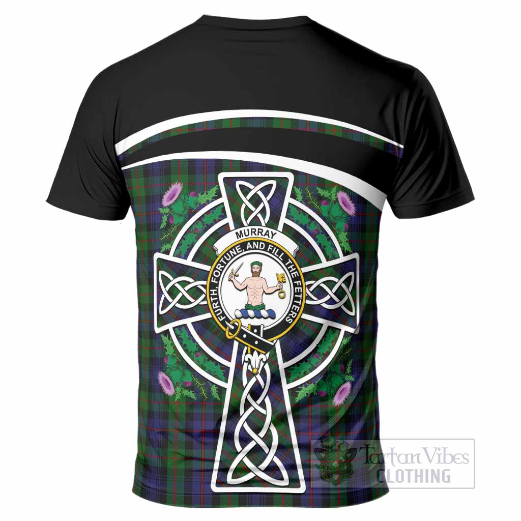 Murray Tartan Crest T-Shirt Scottish Thistle Celtic Cross Alba Gu Brath