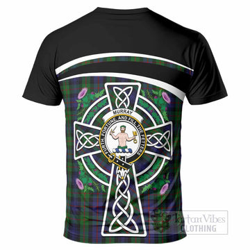 Murray Tartan Crest T-Shirt Scottish Thistle Celtic Cross Alba Gu Brath