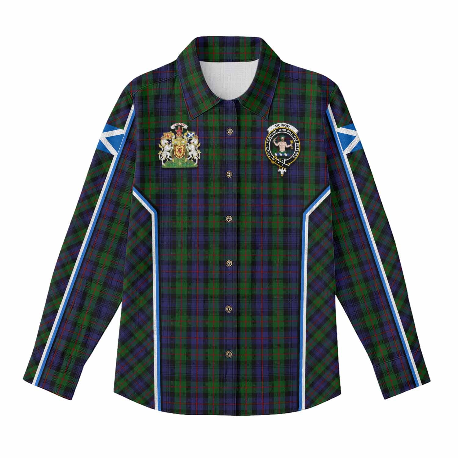 Murray Tartan Crest Women Casual Shirt Scotland Coat of Arm Flag Style - Tartan Vibes Clothing