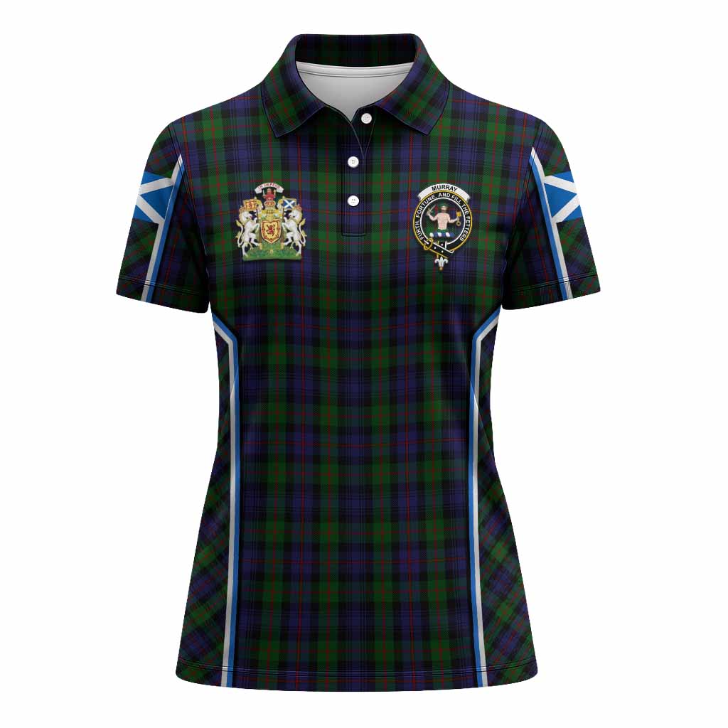 Murray Tartan Crest Women's Polo Shirt Scotland Coat of Arm Flag Style - Tartan Vibes Clothing