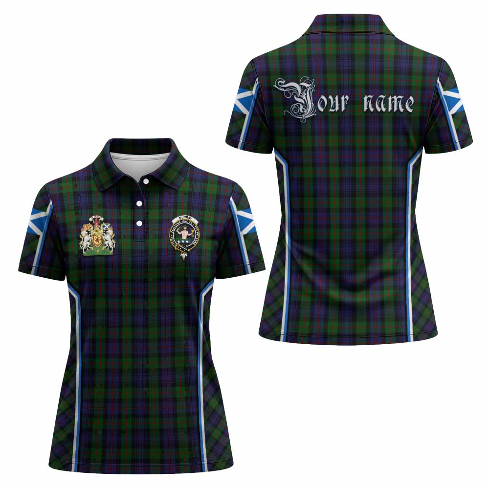Murray Tartan Crest Women's Polo Shirt Scotland Coat of Arm Flag Style - Tartan Vibes Clothing