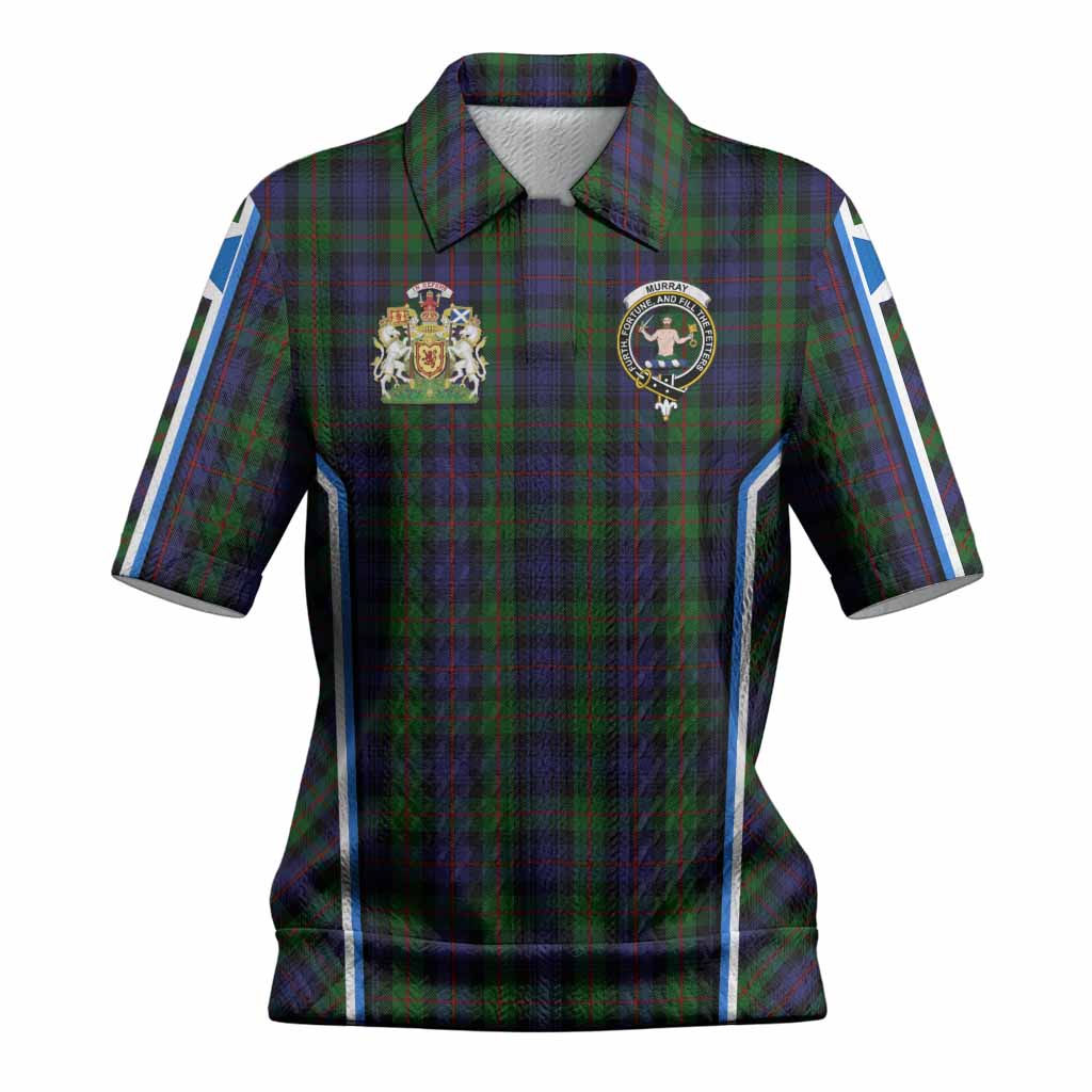 Murray Tartan Crest Women’s Polo Sweater Top Scotland Coat of Arm Flag Style