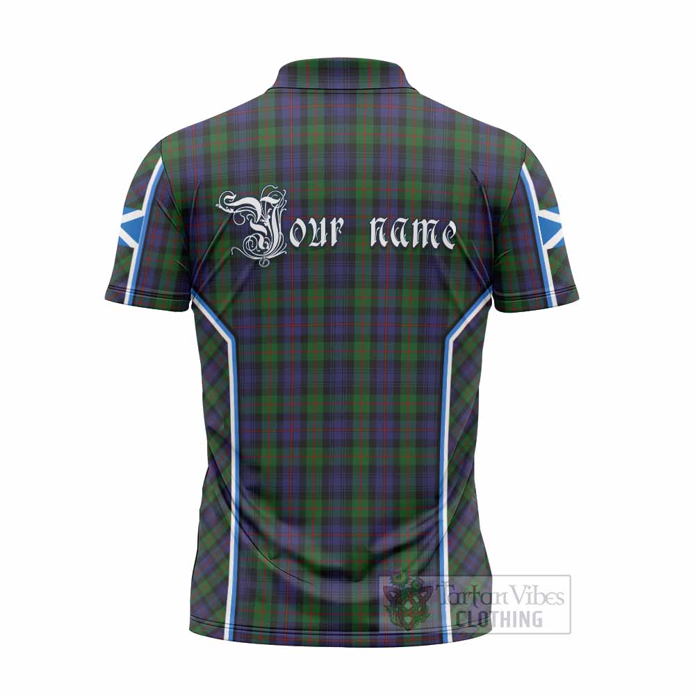 Murray Tartan Crest Zipper Polo Shirt Scotland Coat of Arm Flag Style - Tartan Vibes Clothing