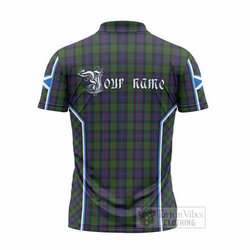 Murray Tartan Crest Zipper Polo Shirt Scotland Coat of Arm Flag Style
