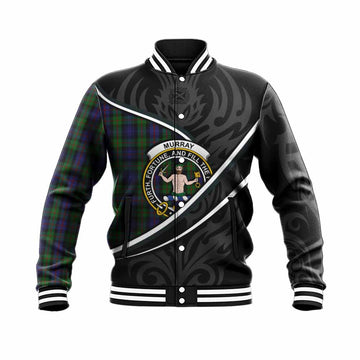 Murray Tartan Family Crest Baseball Jacket Celtic Scottish Thistle Floral