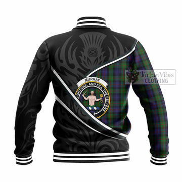 Murray Tartan Family Crest Baseball Jacket Celtic Scottish Thistle Floral