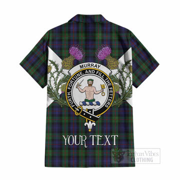 Murray Tartan Family Crest Cotton Hawaiian Shirt Scottish Burns Night Thistle Floral