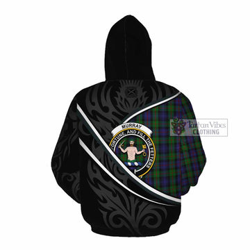 Murray Tartan Family Crest Cotton Hoodie Celtic Scottish Thistle Floral