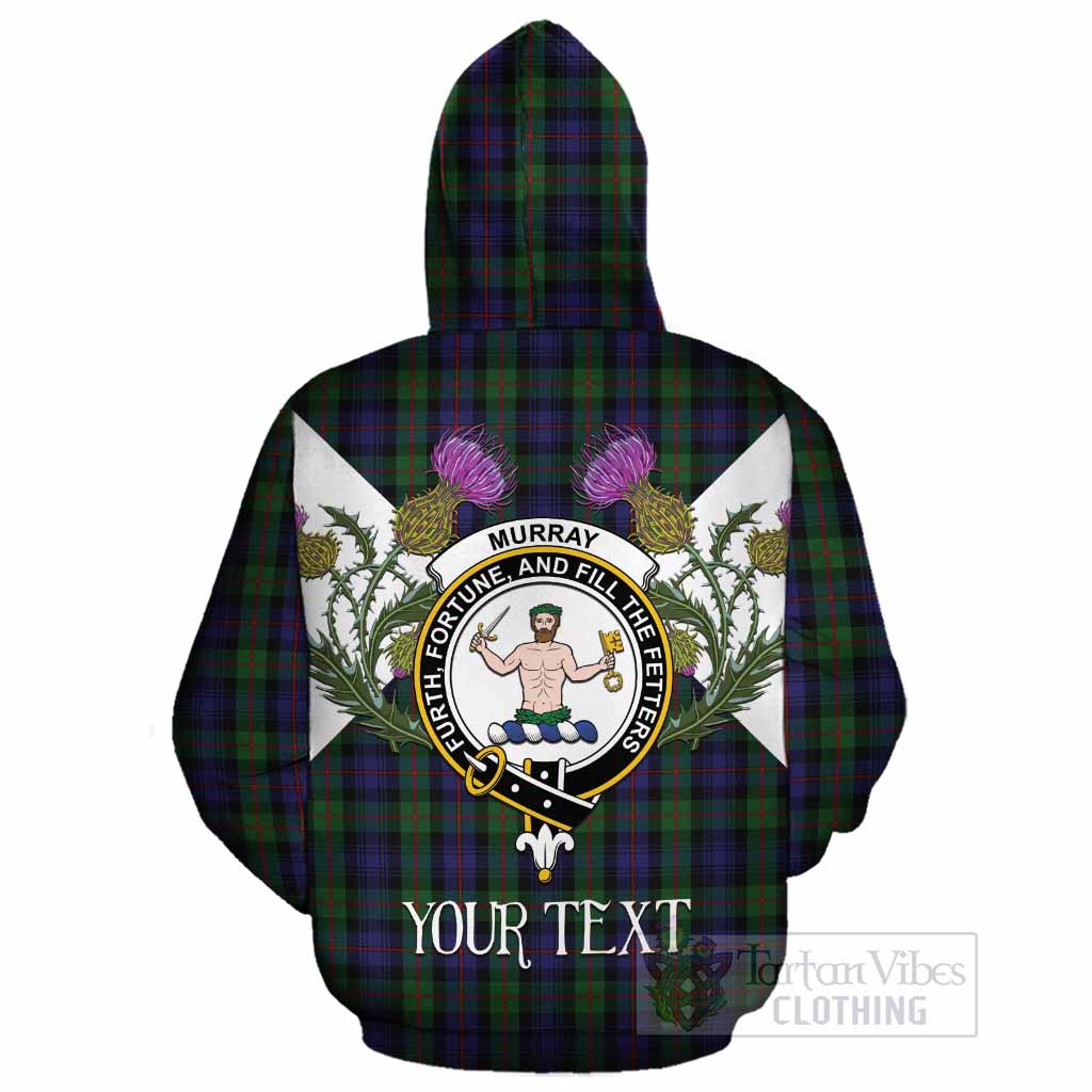 Murray Tartan Family Crest Cotton Hoodie Scottish Burns Night Thistle Floral