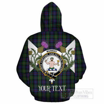 Murray Tartan Family Crest Cotton Hoodie Scottish Burns Night Thistle Floral