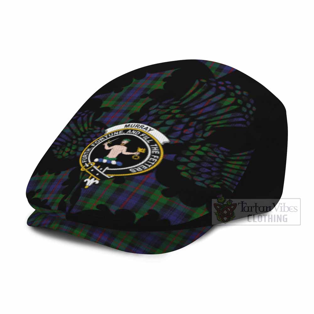 Murray Tartan Family Crest Flat Cap, Jeff Cap Scotland Thistle Floral