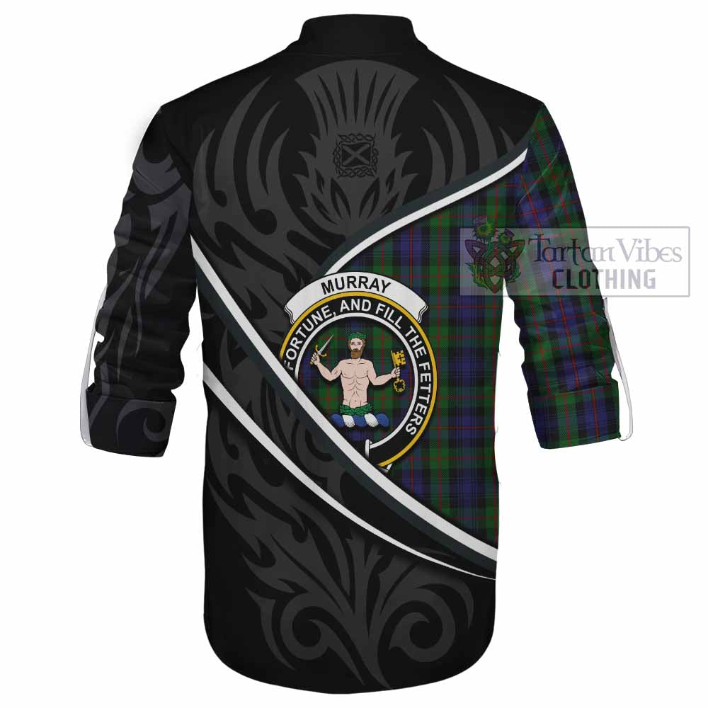 Murray Tartan Family Crest Ghillie Kilt Shirt Celtic Scottish Thistle Floral - Tartan Vibes Clothing