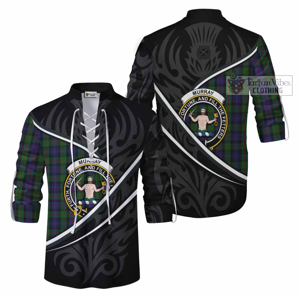 Murray Tartan Family Crest Ghillie Kilt Shirt Celtic Scottish Thistle Floral - Tartan Vibes Clothing