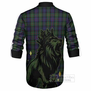 Murray Tartan Family Crest Ghillie Shirt Crowned Lion Roaring
