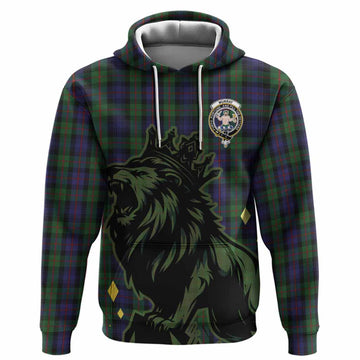 Murray Tartan Family Crest Hoodie Crowned Lion Roaring