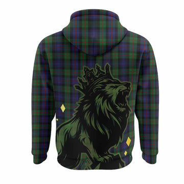 Murray Tartan Family Crest Hoodie Crowned Lion Roaring