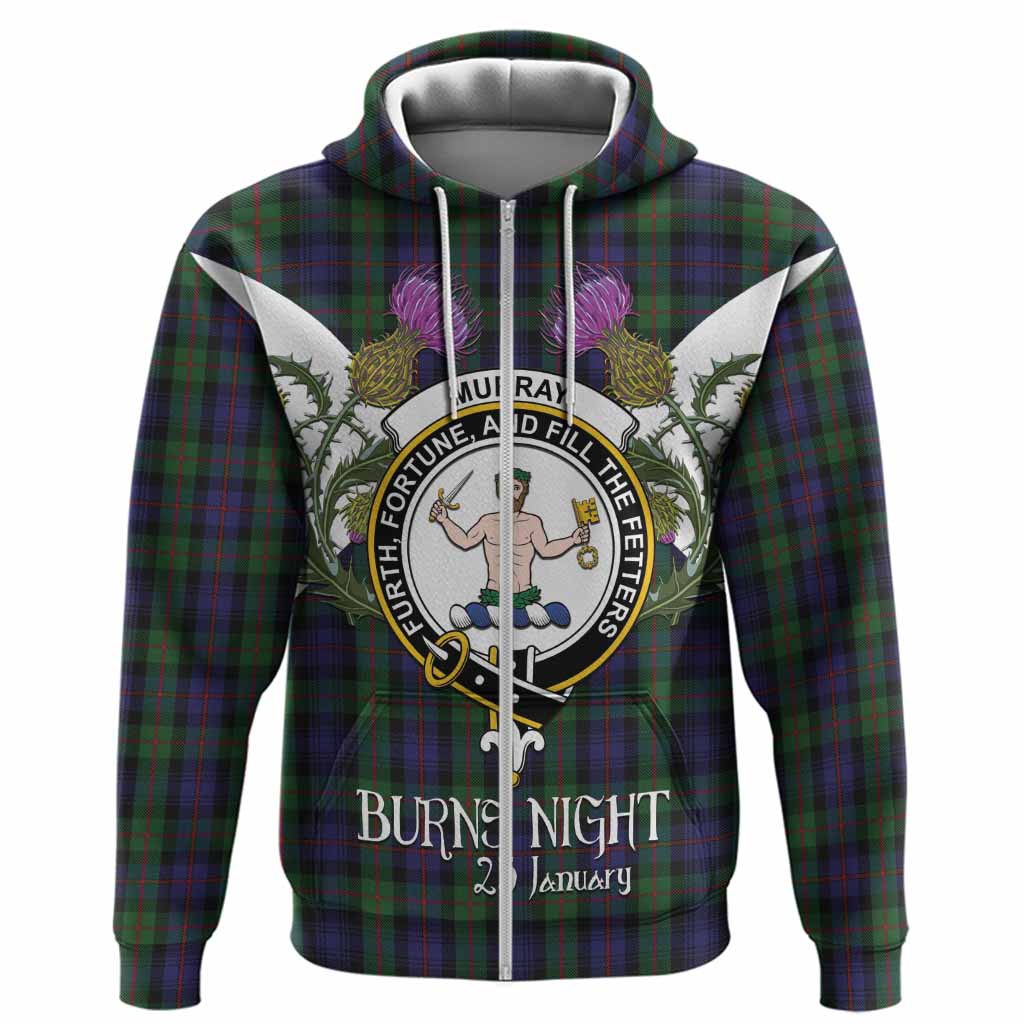 Murray Tartan Family Crest Hoodie Scottish Burns Night Thistle Floral