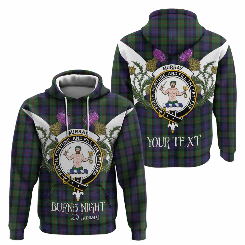 Murray Tartan Family Crest Hoodie Scottish Burns Night Thistle Floral