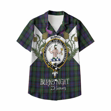 Murray Tartan Family Crest Kid Hawaiian Shirt Scottish Burns Night Thistle Floral