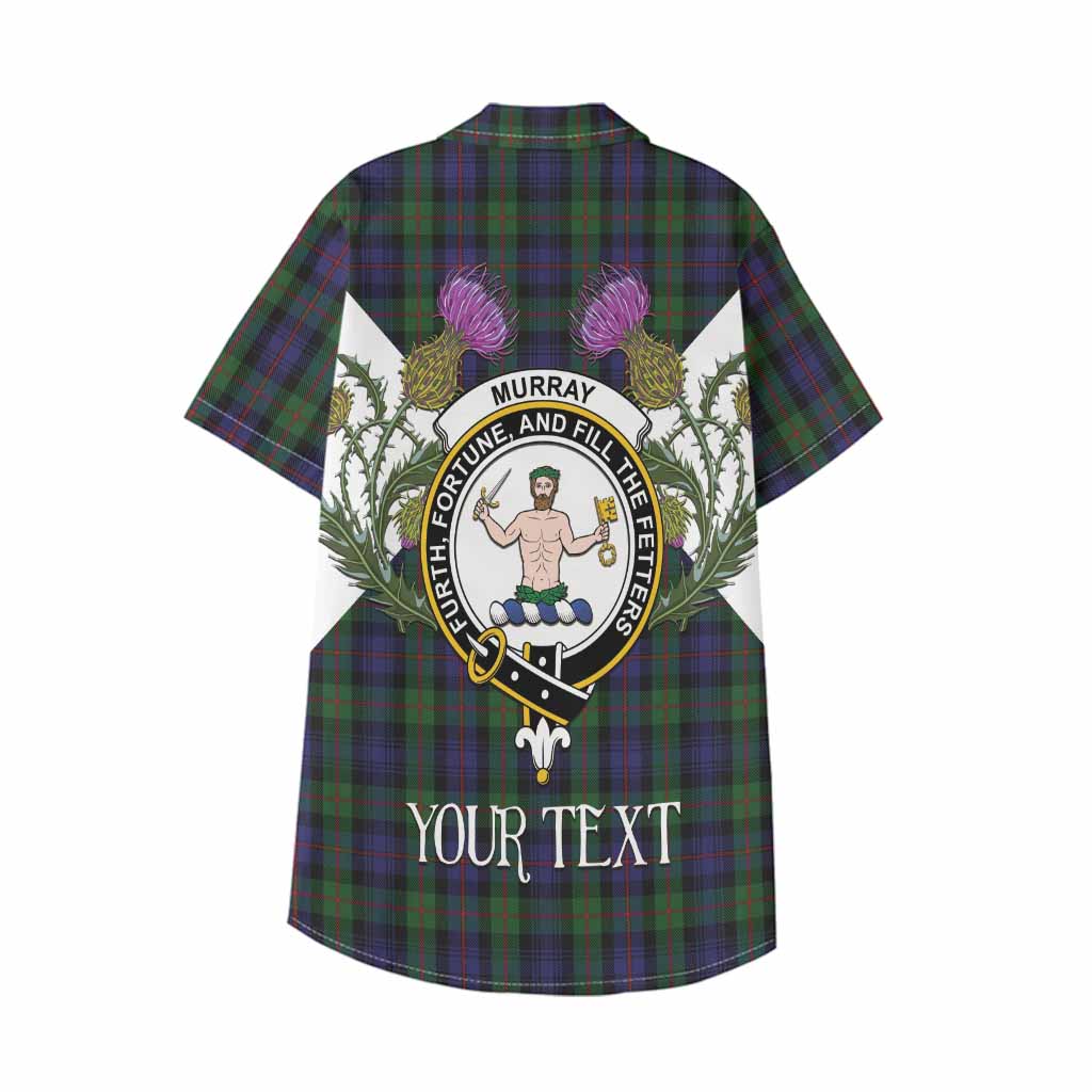 Murray Tartan Family Crest Kid Hawaiian Shirt Scottish Burns Night Thistle Floral