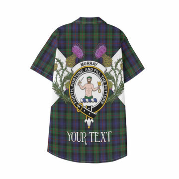 Murray Tartan Family Crest Kid Hawaiian Shirt Scottish Burns Night Thistle Floral