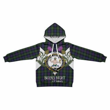 Murray Tartan Family Crest Kid Hoodie Scottish Burns Night Thistle Floral