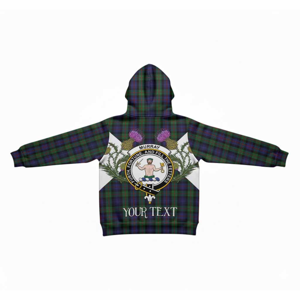 Murray Tartan Family Crest Kid Hoodie Scottish Burns Night Thistle Floral