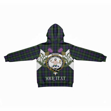 Murray Tartan Family Crest Kid Hoodie Scottish Burns Night Thistle Floral