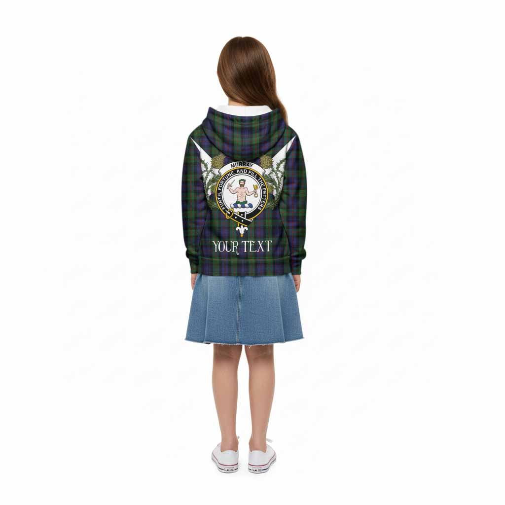 Murray Tartan Family Crest Kid Hoodie Scottish Burns Night Thistle Floral