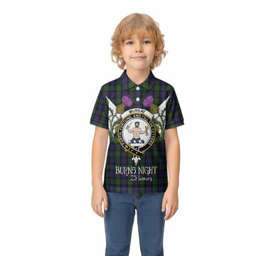 Murray Tartan Family Crest Kid Polo Shirt Scottish Burns Night Thistle Floral