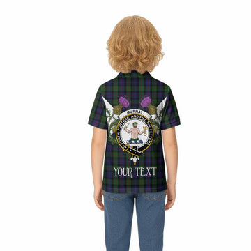 Murray Tartan Family Crest Kid Polo Shirt Scottish Burns Night Thistle Floral