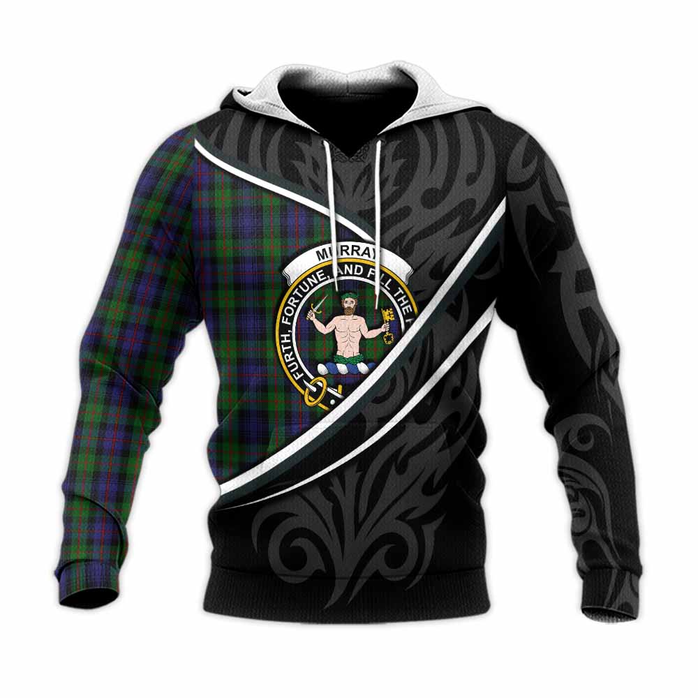 Murray Tartan Family Crest Knitted Hoodie Celtic Scottish Thistle Floral - Tartan Vibes Clothing