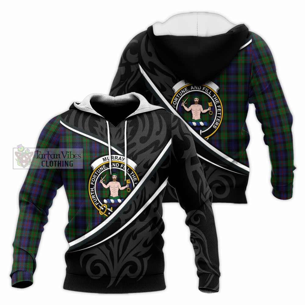 Murray Tartan Family Crest Knitted Hoodie Celtic Scottish Thistle Floral - Tartan Vibes Clothing