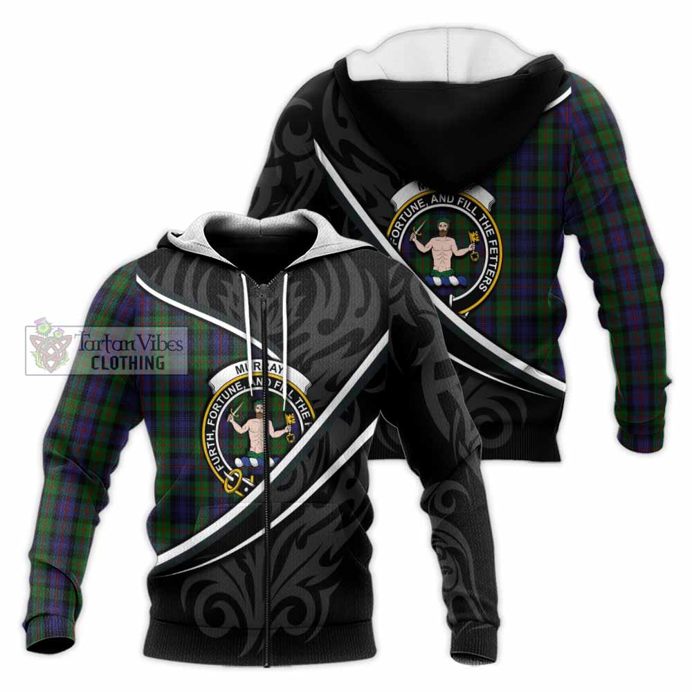 Murray Tartan Family Crest Knitted Hoodie Celtic Scottish Thistle Floral - Tartan Vibes Clothing