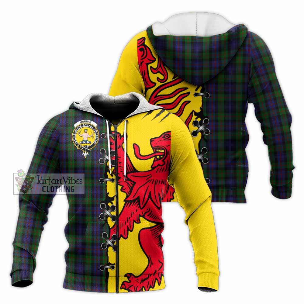 Murray Tartan Family Crest Knitted Hoodie Lion Rampant Honor - Tartan Vibes Clothing