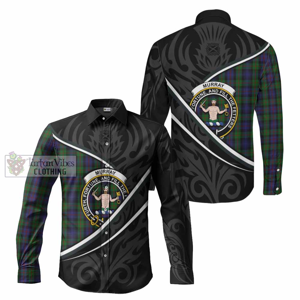Murray Tartan Family Crest Long Sleeve Button Shirts Celtic Scottish Thistle Floral - Tartan Vibes Clothing